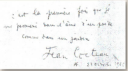 autographe de Cocteau